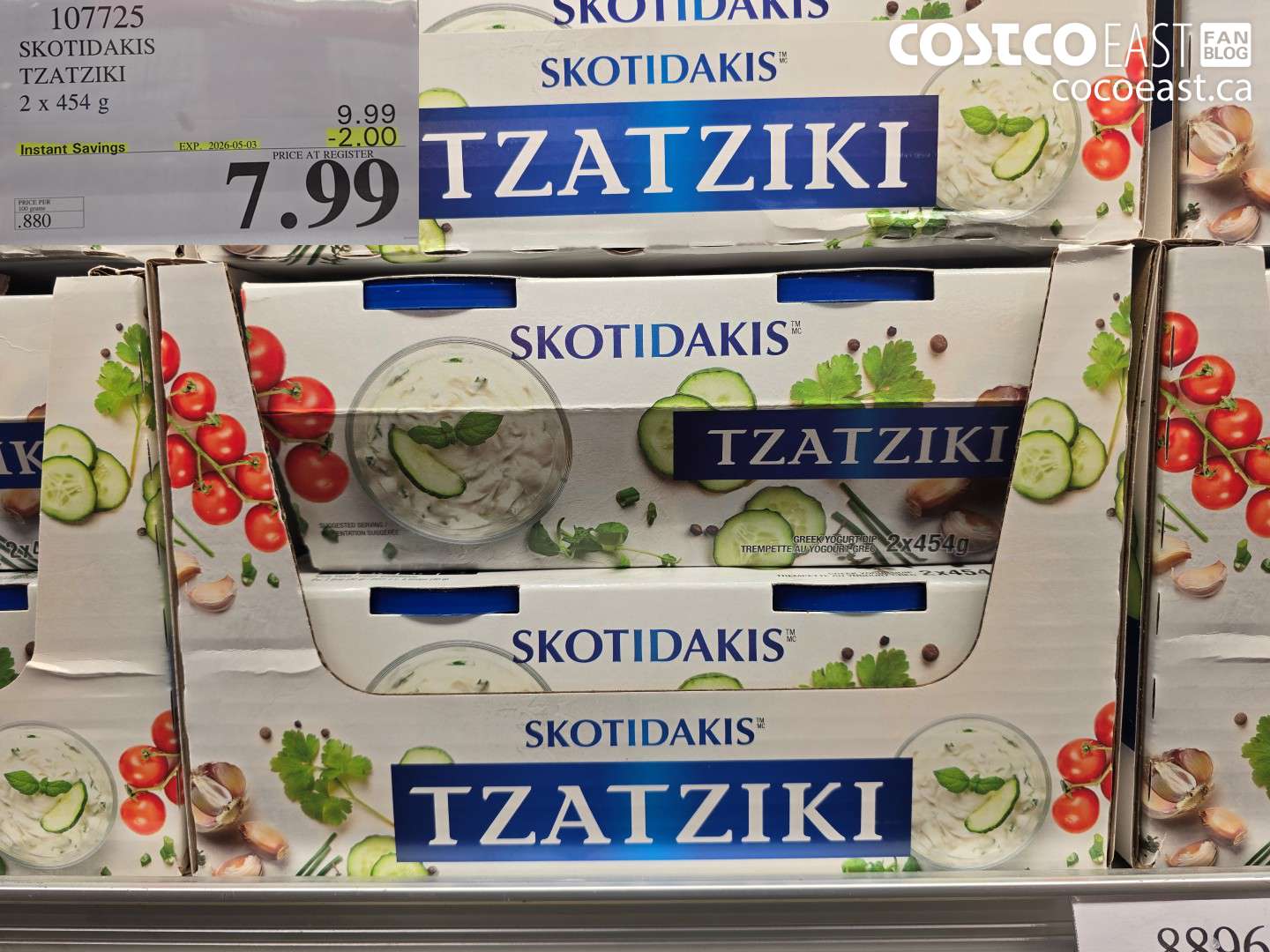 107725 SKOTIDAKIS TZATZIKI 2 X 454 G ($2.00 INSTANT SAVINGS EXPIRES ON 2026-05-03) $7.99
