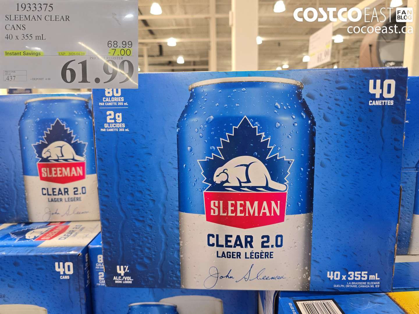 1933375 SLEEMAN CLEAR CANS 40 X 355 ML ($7.00 INSTANT SAVINGS EXPIRES ON 2026-04-19) $61.99