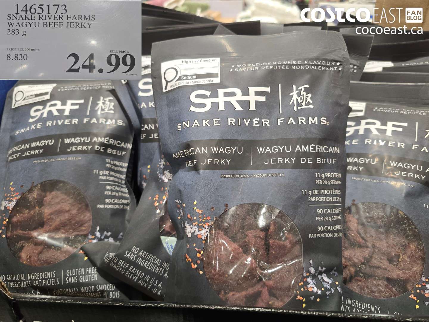 1465173 SNAKE RIVER FARMS WAGYU BEEF JERKY 283 G $24.99