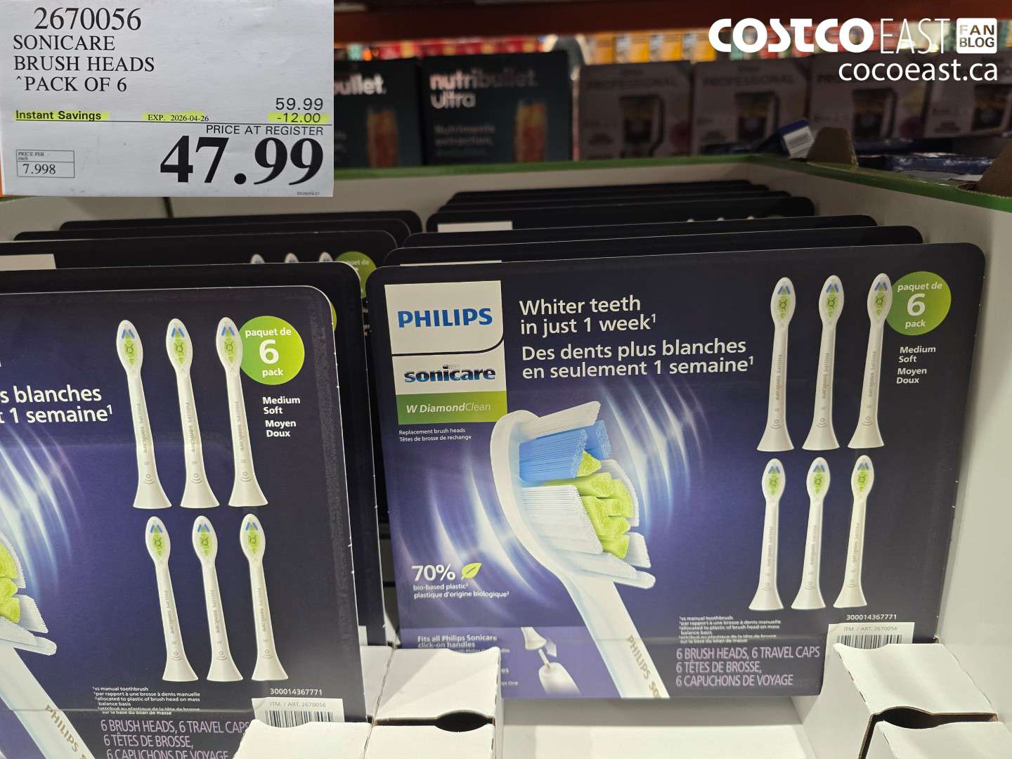 2670056 SONICARE BRUSH HEADS PACK OF 6 ($12.00 INSTANT SAVINGS EXPIRES ON 2026-04-26) $47.99