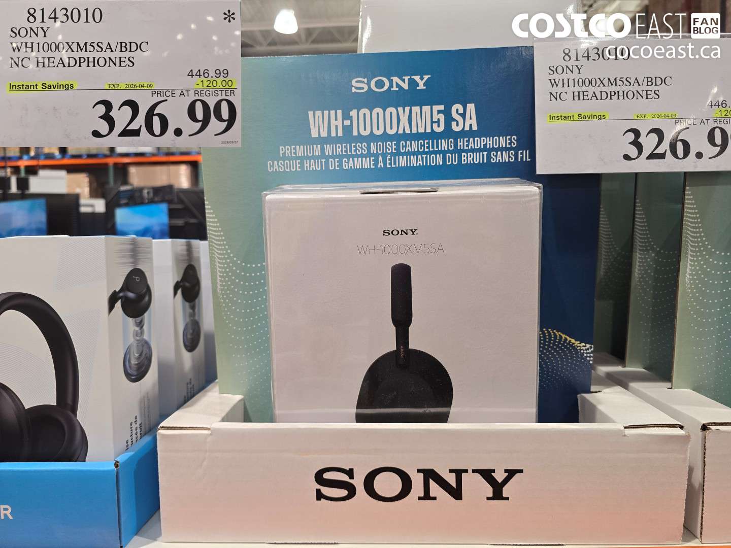 8143010 SONY WH1000XM5SA/BDC NC HEADPHONES ($120.00 INSTANT SAVINGS EXPIRES ON 2026-04-09) $326.99