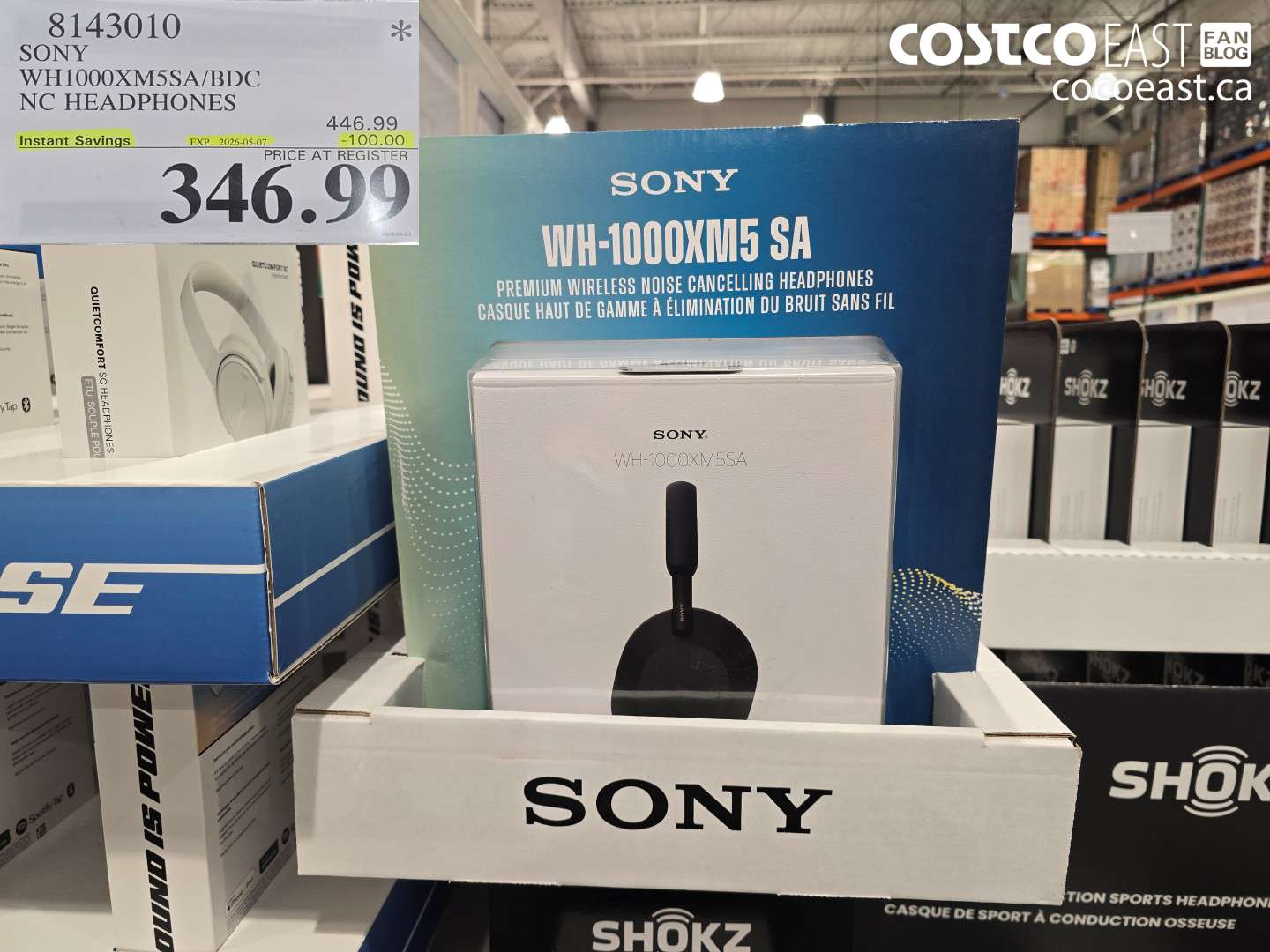 8143010 SONY WH1000XM5SA/BDC NC HEADPHONES ($100.00 INSTANT SAVINGS EXPIRES ON 2026-05-07) $346.99