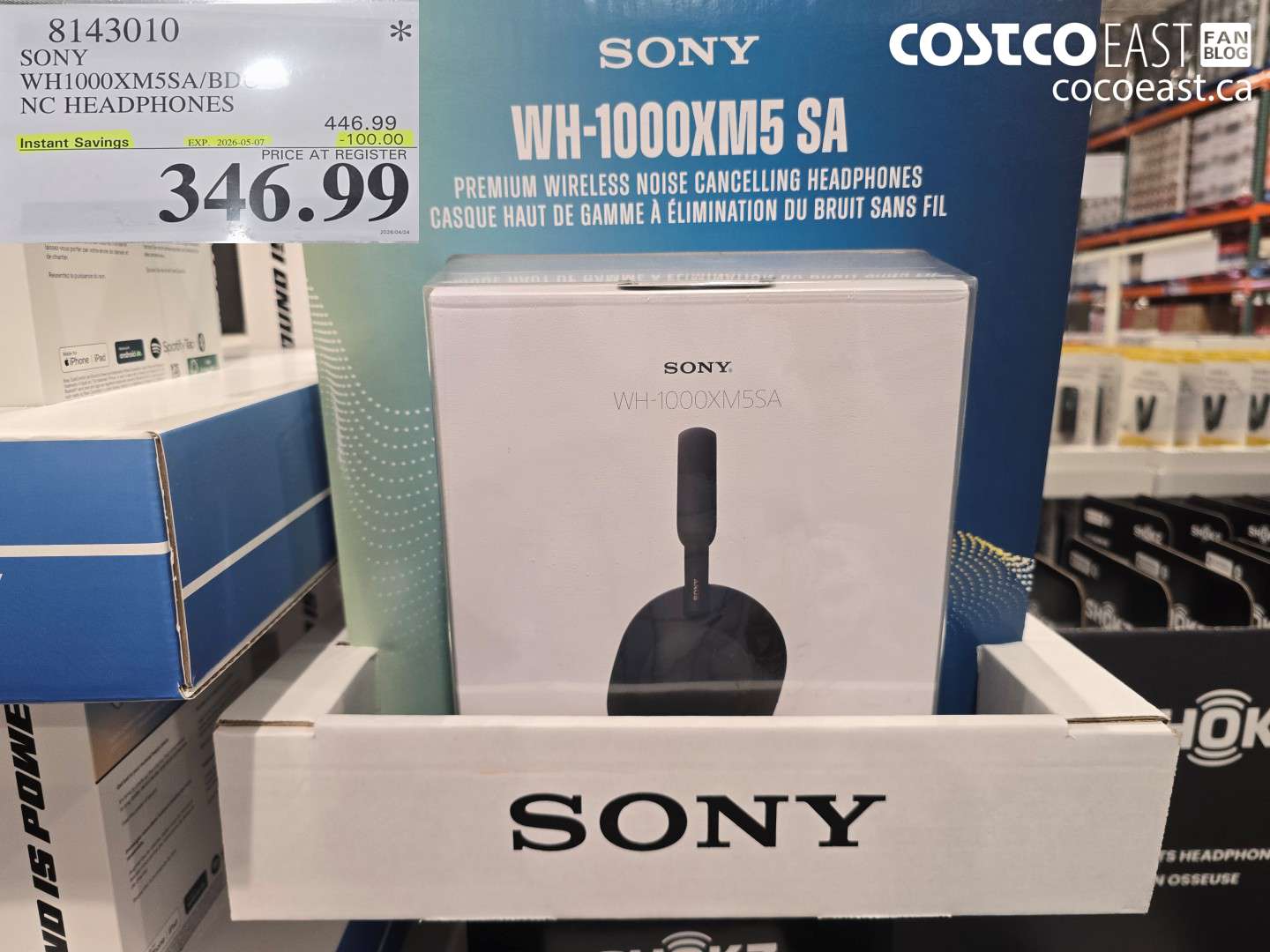 8143010 SONY WH1000XM5SA/BD NC HEADPHONES ($100.00 INSTANT SAVINGS EXPIRES ON 2026-05-07) $346.99