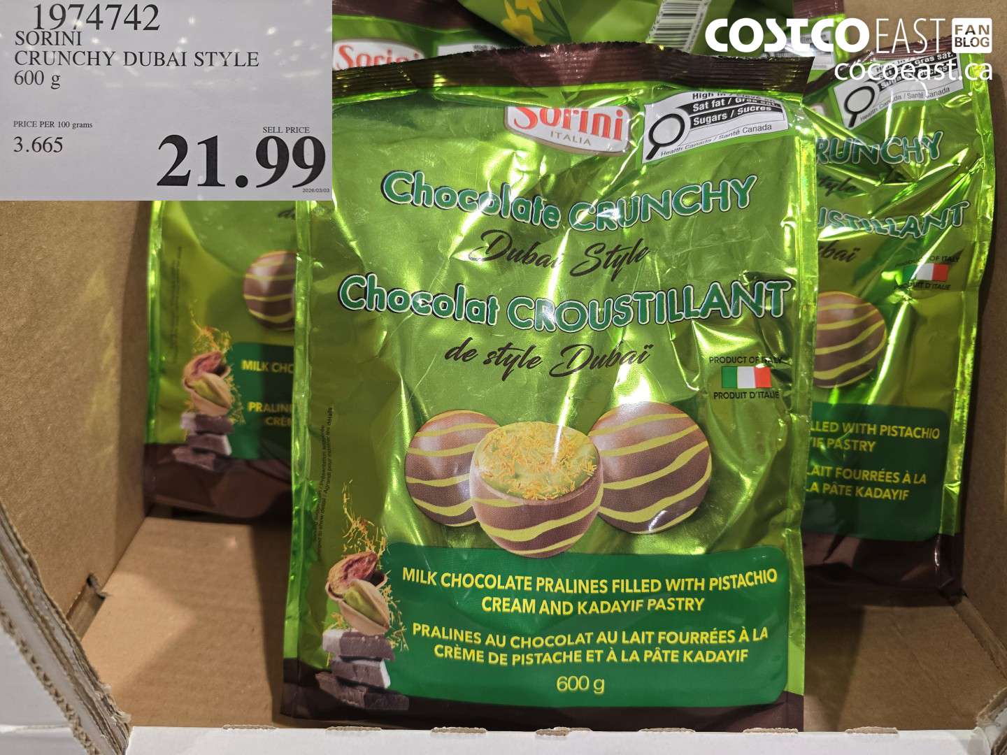 1974742 SORINI CRUNCHY DUBAI STYLE 600 G $21.99