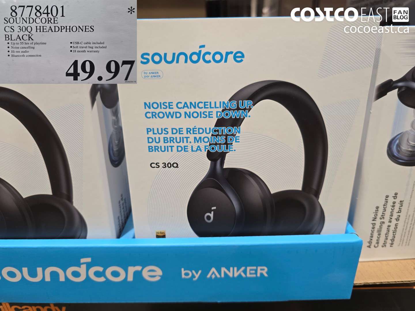 8778401 SOUNDCORE CS 30Q HEADPHONES BLACK $49.97