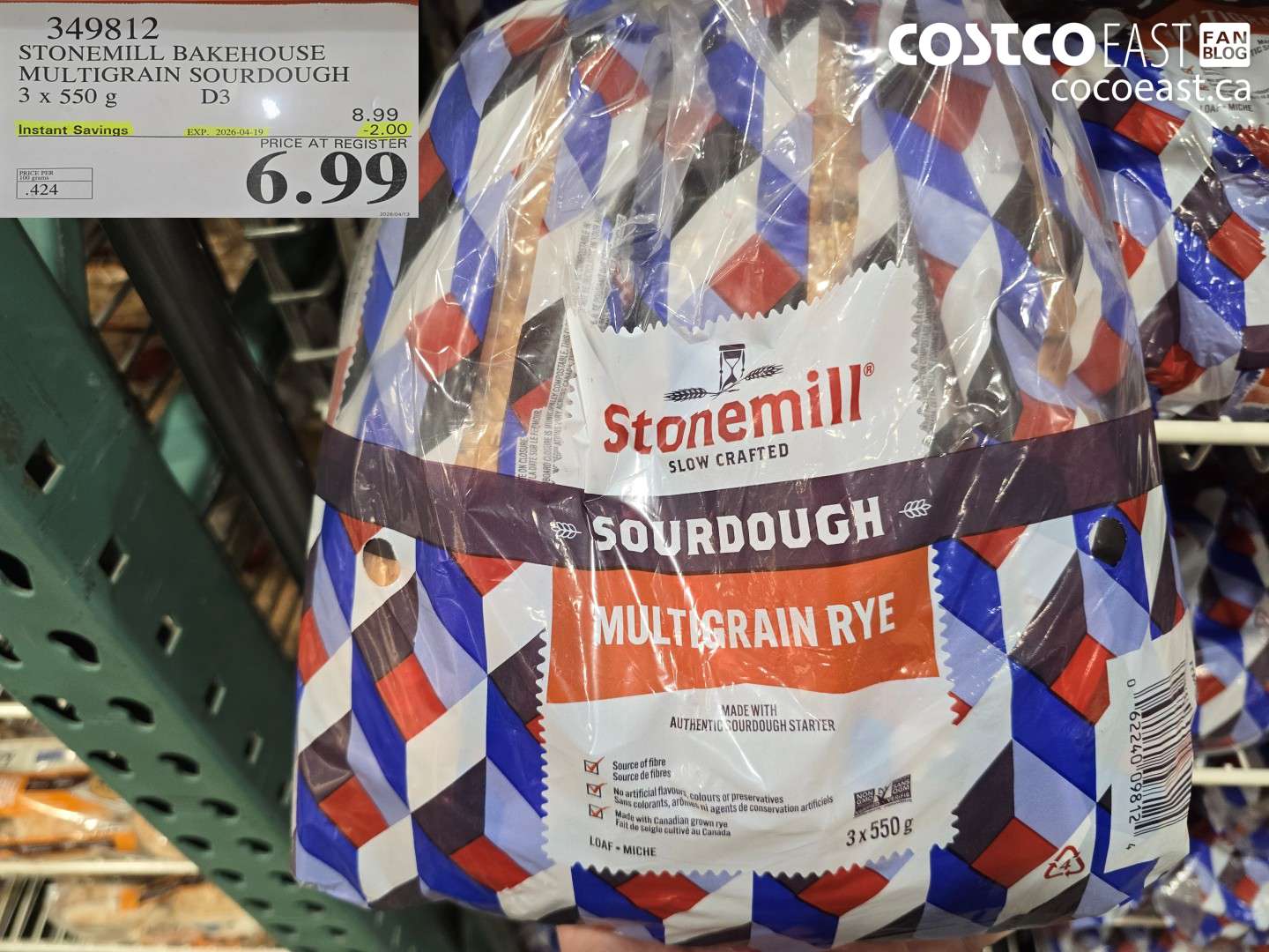 349812 STONEMILL BAKEHOUSE MULTIGRAIN SOURDOUGH 3 X 550 G ($2.00 INSTANT SAVINGS EXPIRES ON 2026-04-19) $6.99