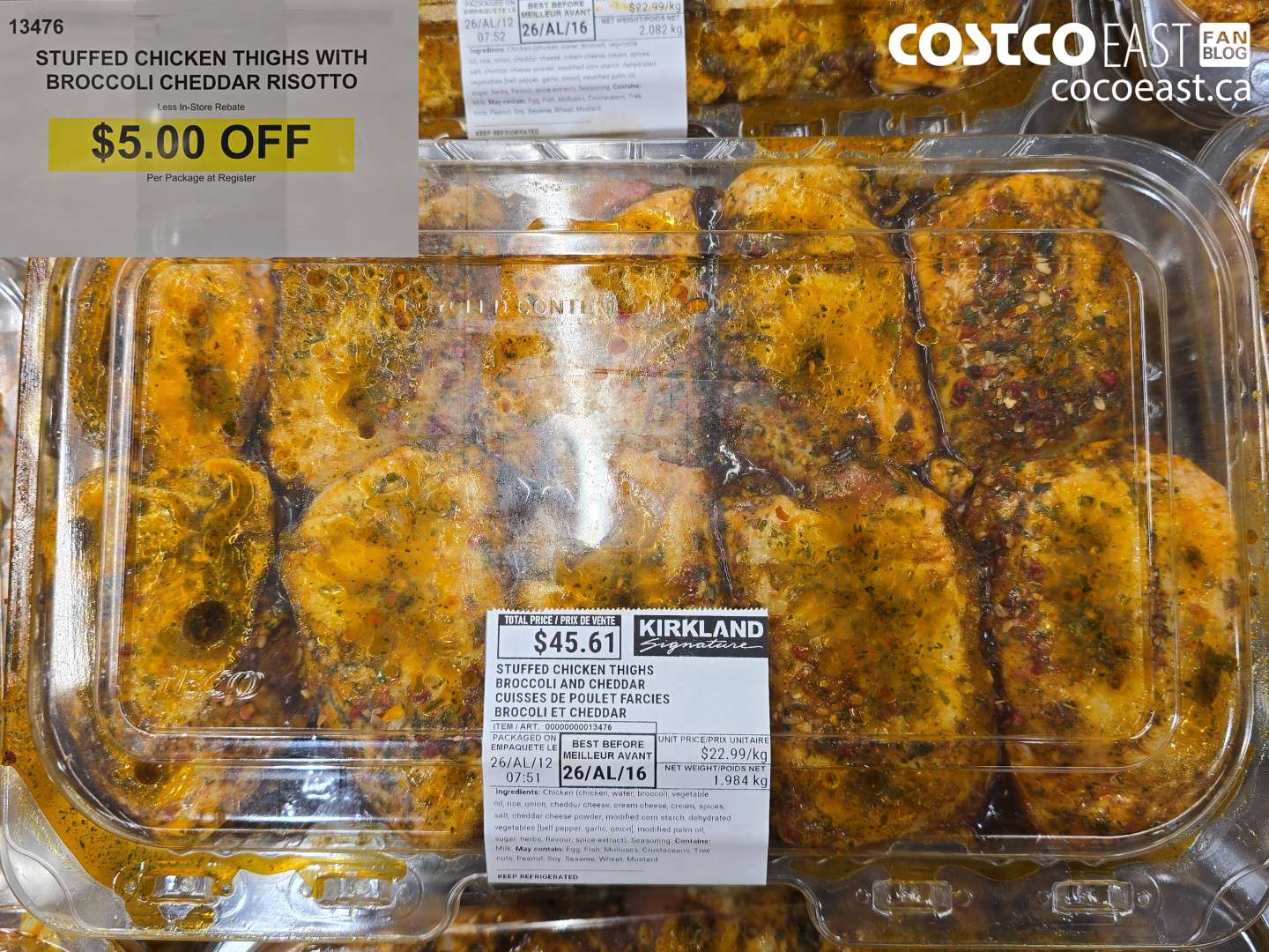 13476 STUFFED CHICKEN THIGHS WITH BROCCOLI CHEDDAR RISOTTO ($5.00 INSTANT SAVINGS)