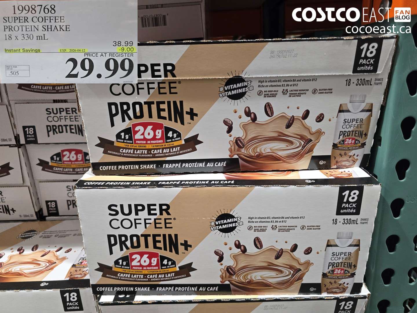 1998768 SUPER COFFEE PROTEIN SHAKE 18 X 330 ML ($9.00 INSTANT SAVINGS EXPIRES ON 2026-04-12) $29.99