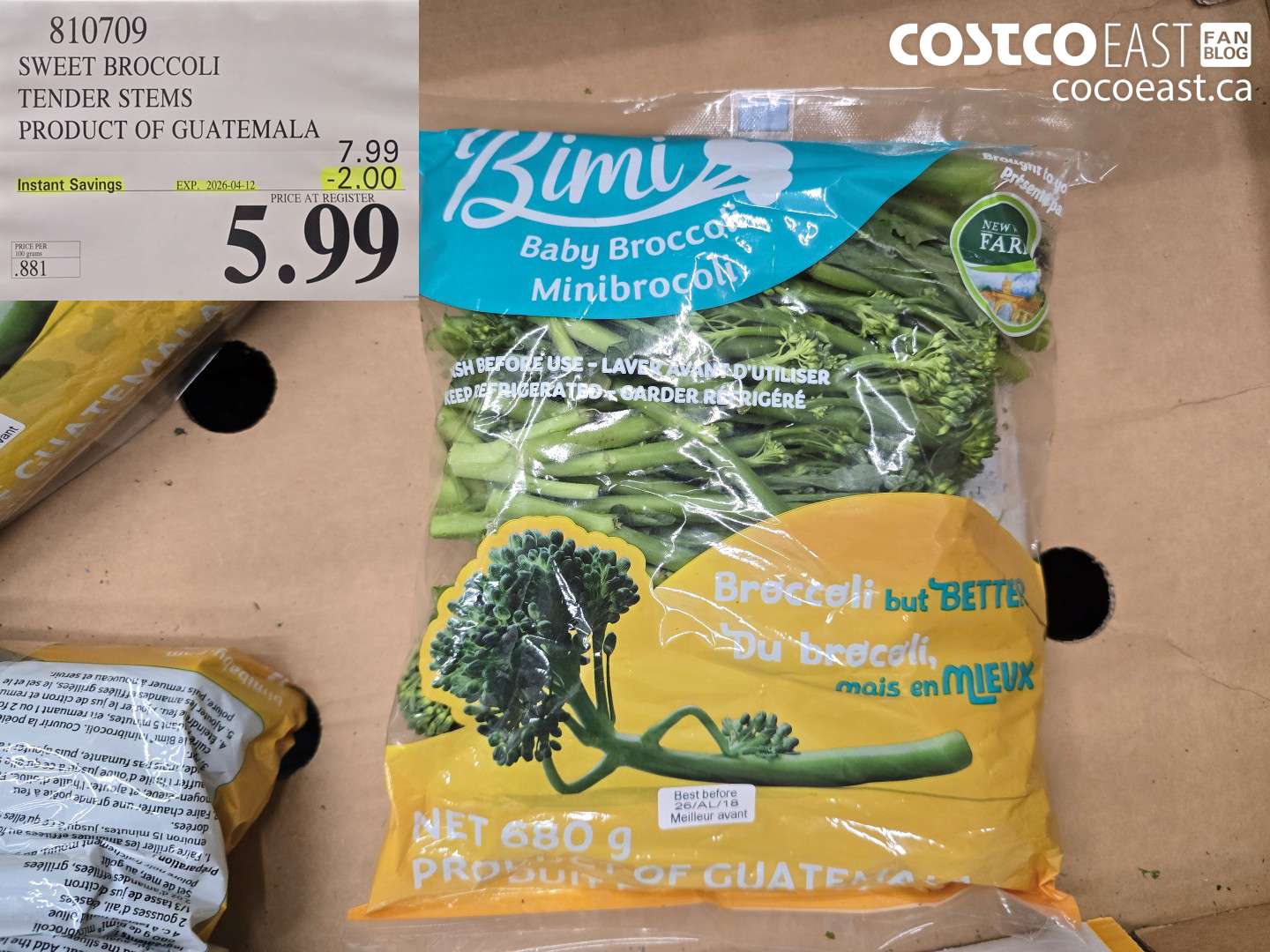 810709 SWEET BROCCOLI TENDER STEMS PRODUCT OF GUATEMALA ($2.00 INSTANT SAVINGS EXPIRES ON 2026-04-12) $5.99