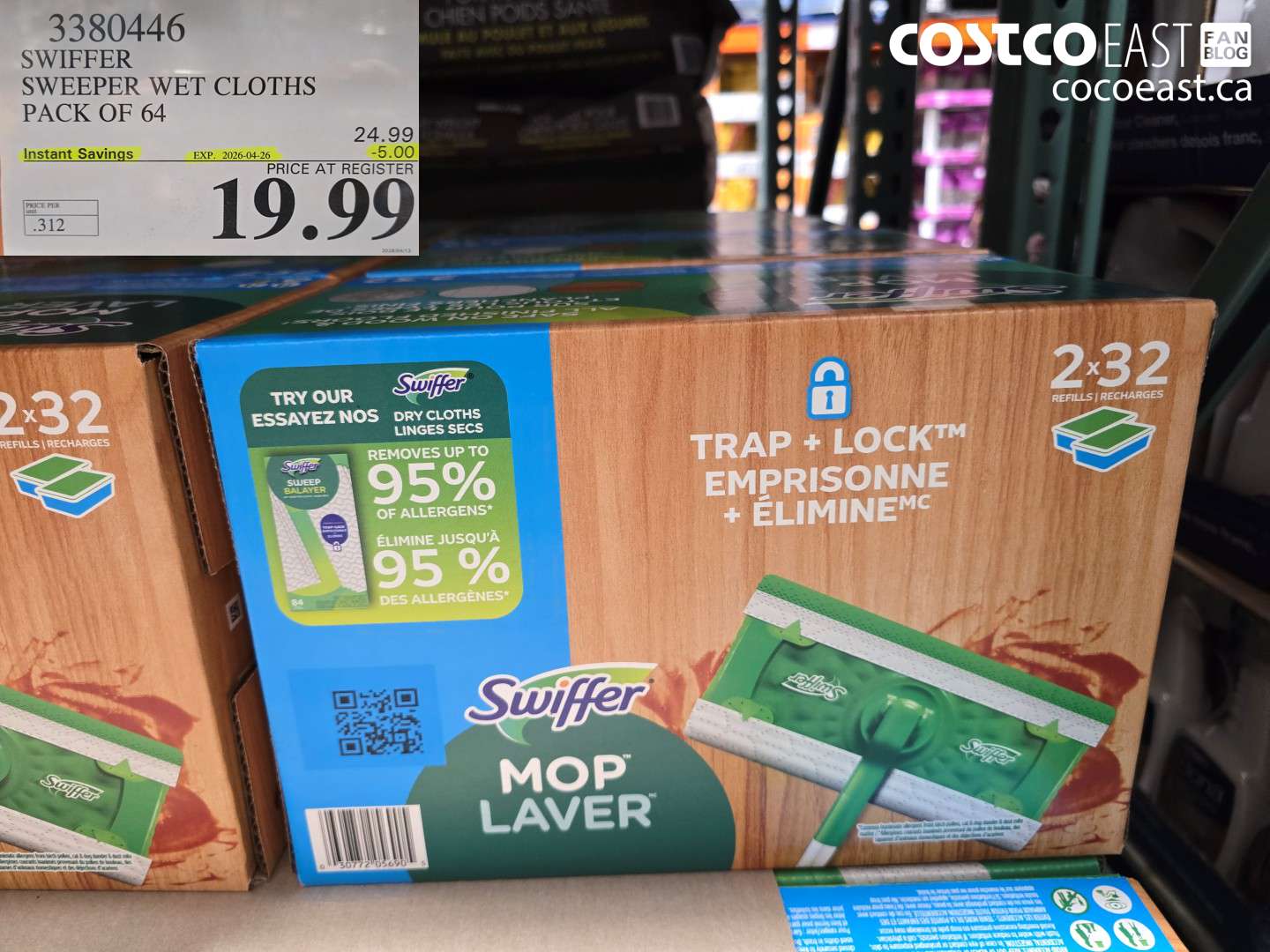 3380446 SWIFFER SWEEPER WET CLOTHS PACK OF 64 ($5.00 INSTANT SAVINGS EXPIRES ON 2026-04-26) $19.99