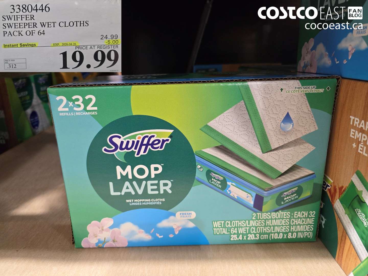 3380446 SWIFFER SWEEPER WET CLOTHS PACK OF 64 ($5.00 INSTANT SAVINGS EXPIRES ON 2026-04-26) $19.99