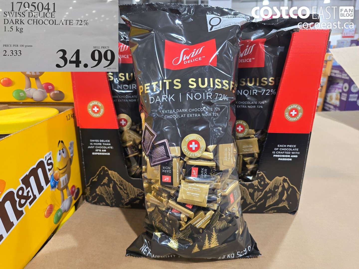 1795041 SWISS DELICE DARK CHOCOLATE 72% 1.5 KG $34.99