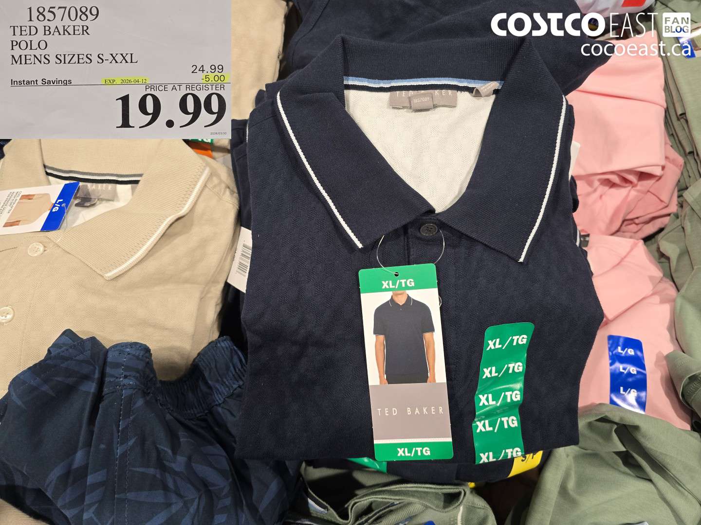 1857089 TED BAKER POLO MENS SIZES S-XXL ($5.00 INSTANT SAVINGS EXPIRES ON 2026-04-12) $19.99