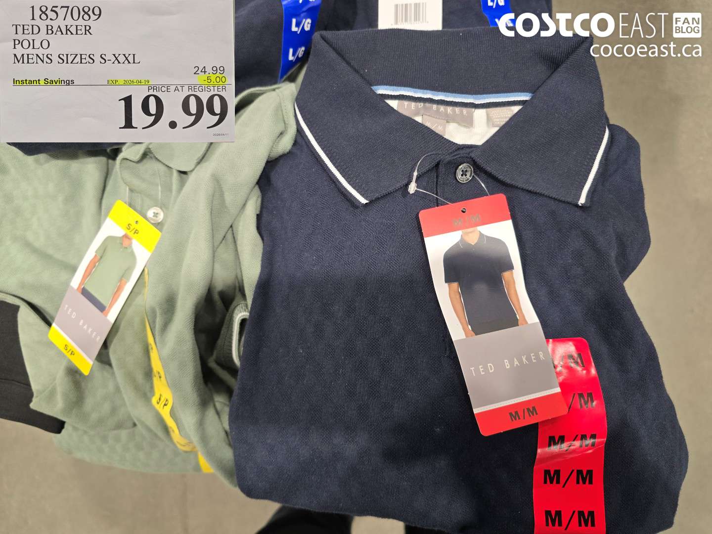 1857089 TED BAKER POLO MENS SIZES S-XXL ($5.00 INSTANT SAVINGS EXPIRES ON 2026-04-19) $19.99