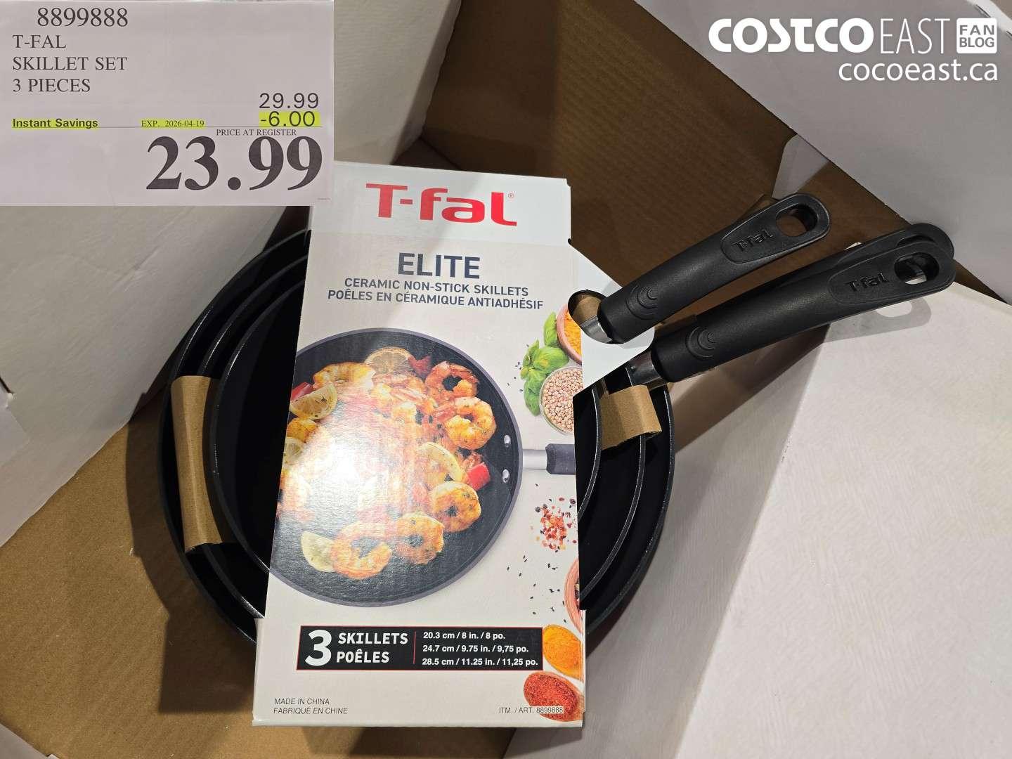 8899888 T-FAL SKILLET SET 3 PIECES ($6.00 INSTANT SAVINGS EXPIRES ON 2026-04-19) $23.99