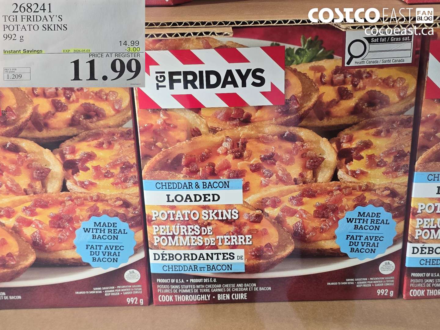 268241 TGI FRIDAY'S POTATO SKINS 992 G ($3.00 INSTANT SAVINGS EXPIRES ON 2026-05-03) $11.99