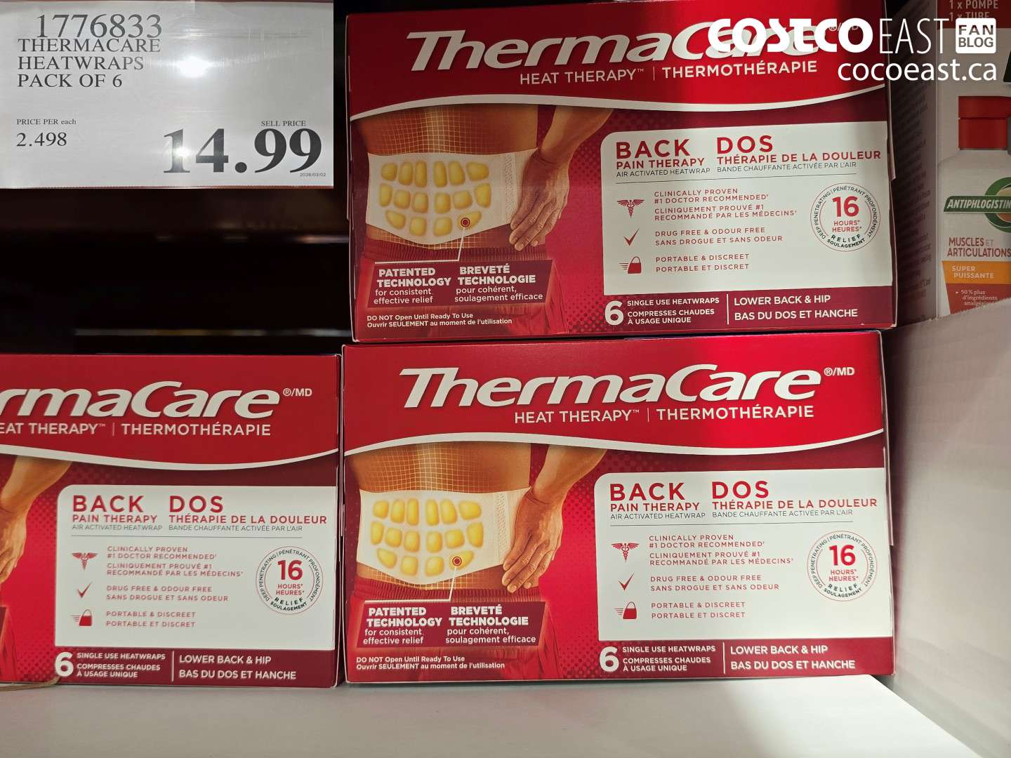 1776833 THERMACARE HEATWRAPS PACK OF 6 $14.99