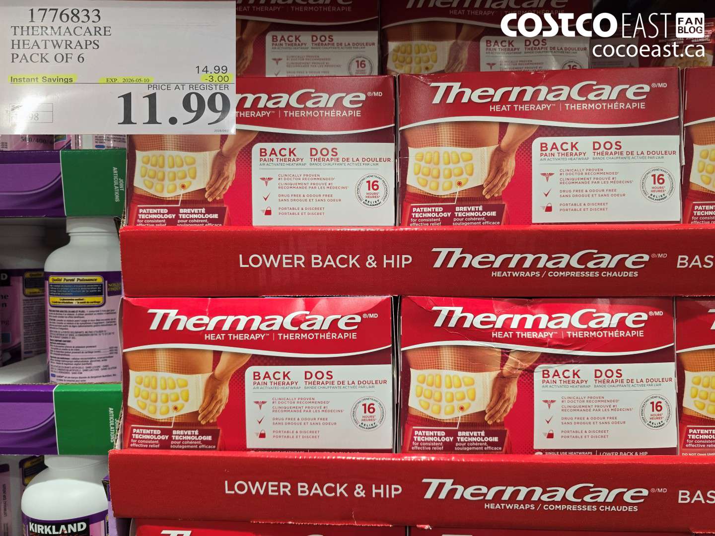 1776833 THERMACARE HEATWRAPS PACK OF 6 ($3.00 INSTANT SAVINGS EXPIRES ON 2026-05-10) $11.99