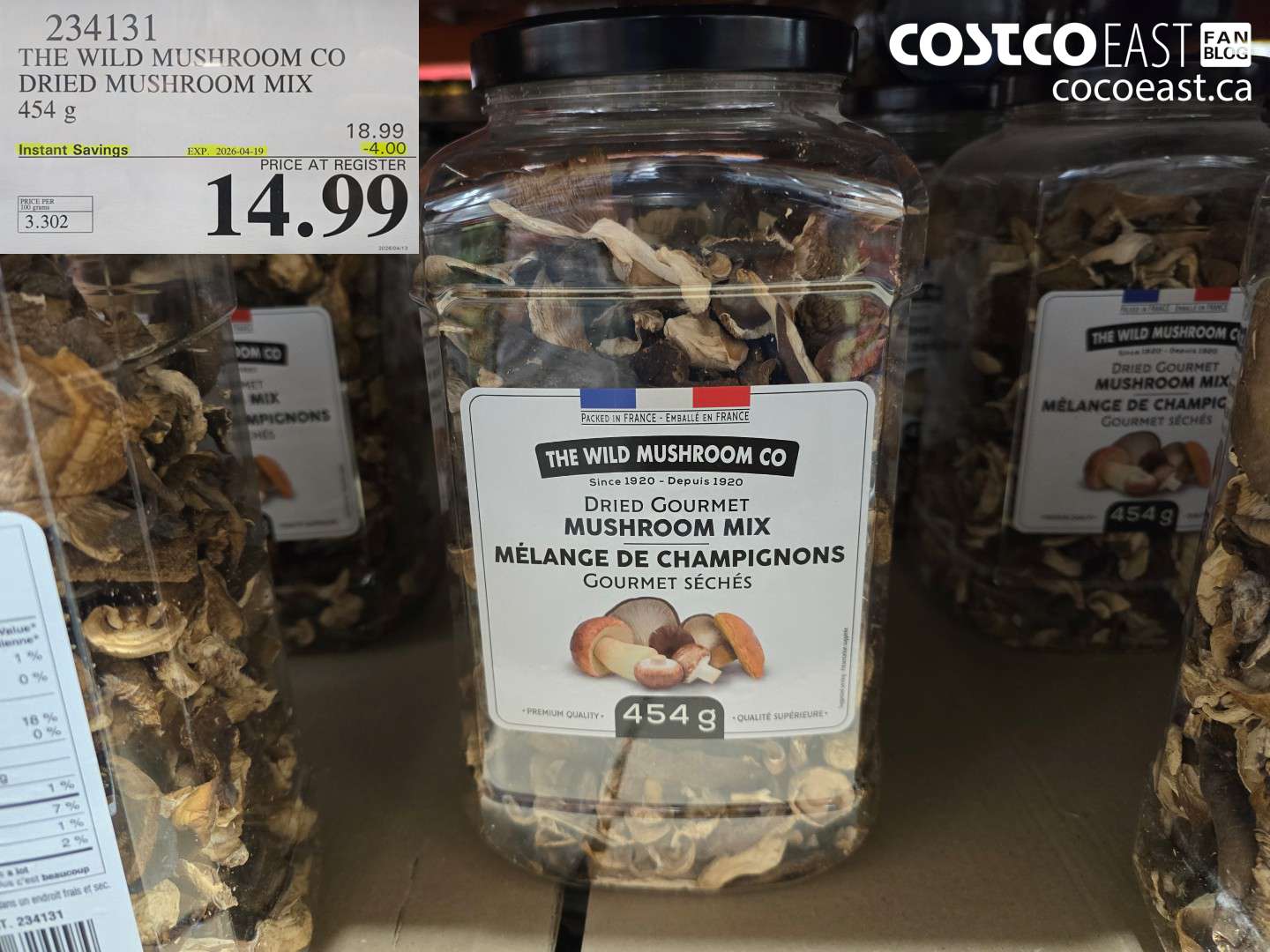 234131 THE WILD MUSHROOM CO DRIED MUSHROOM MIX 454 G ($4.00 INSTANT SAVINGS EXPIRES ON 2026-04-19) $14.99