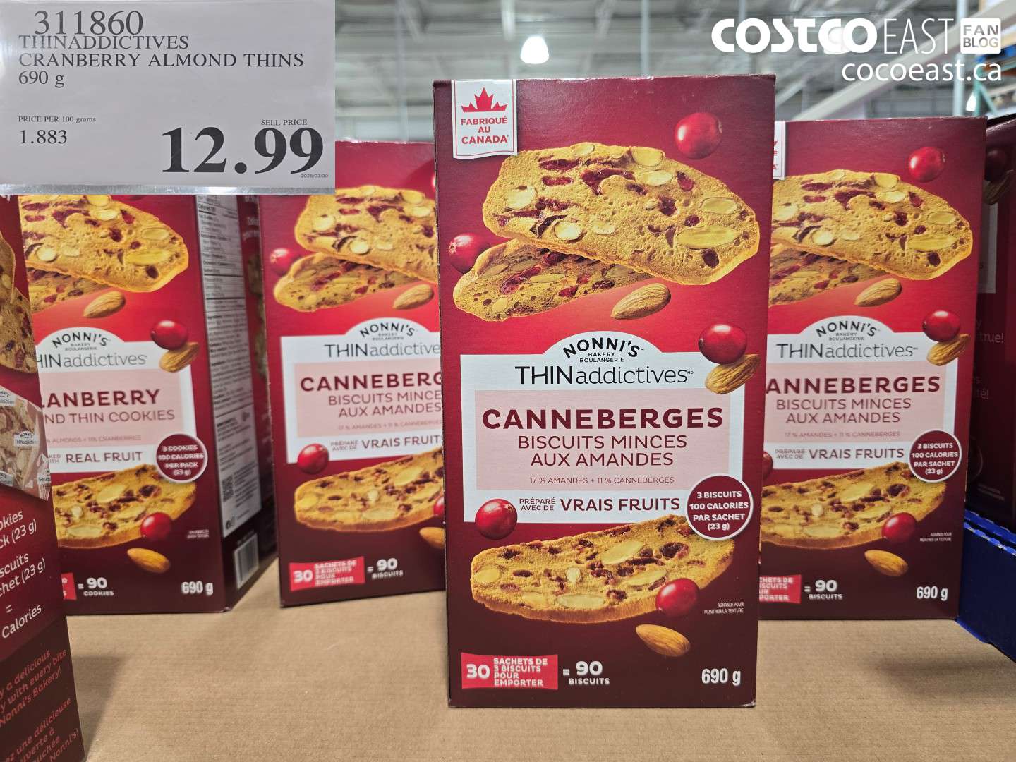 311860 THIN ADDICTIVES CRANBERRY ALMOND THINS 690 G $12.99