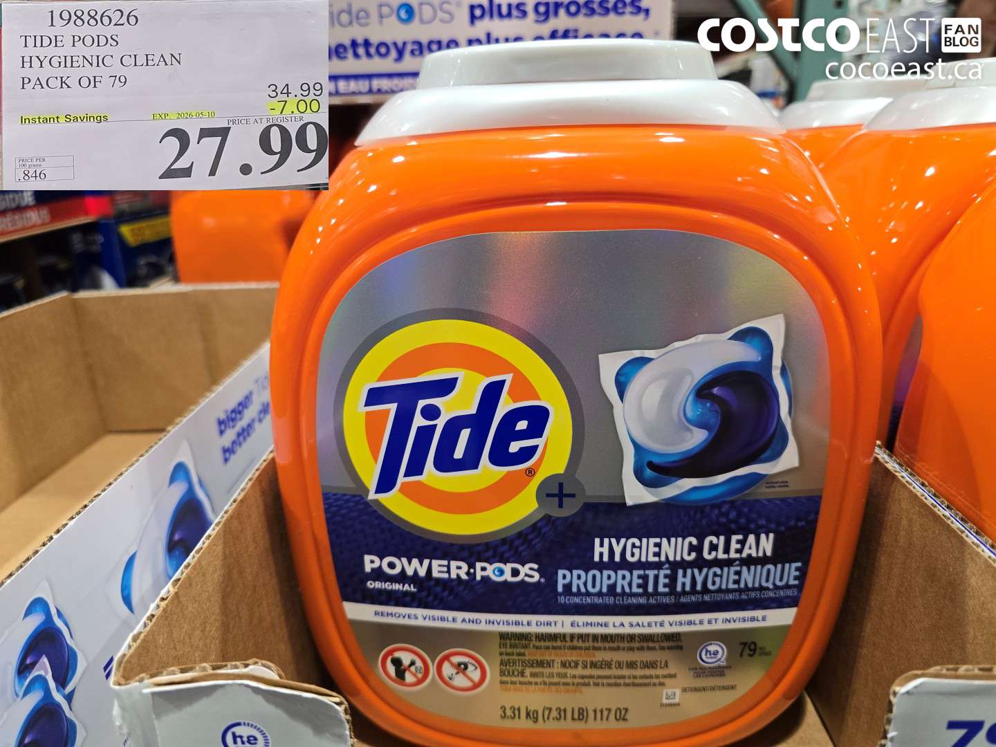 1988626 TIDE PODS HYGIENIC CLEAN PACK OF 79 ($7.00 INSTANT SAVINGS EXPIRES ON 2026-05-10) $27.99