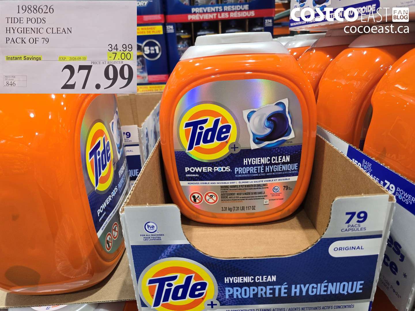 1988626 TIDE PODS HYGIENIC CLEAN PACK OF 79 ($7.00 INSTANT SAVINGS EXPIRES ON 2026-05-10) $27.99