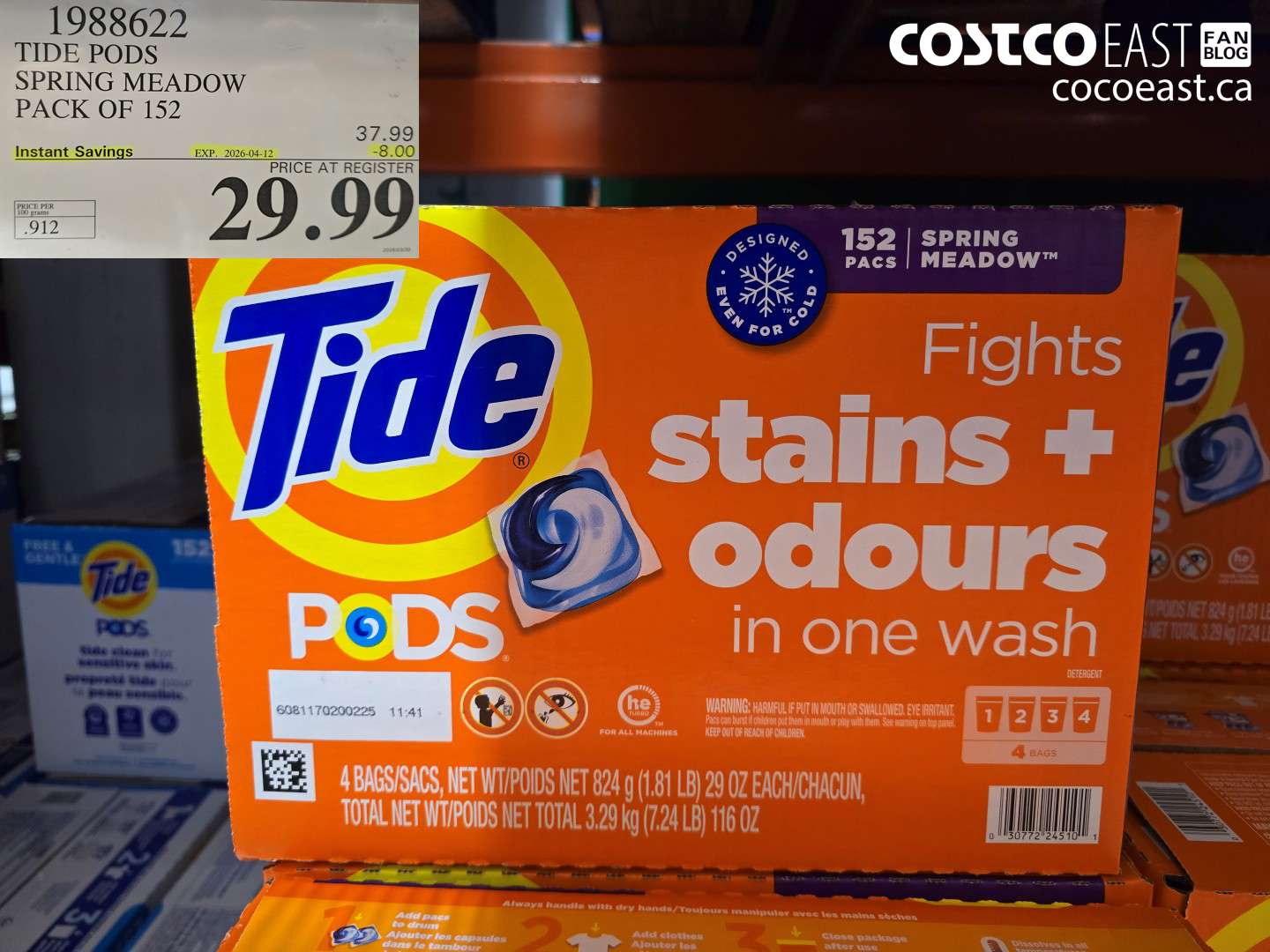 1988622 TIDE PODS SPRING MEADOW PACK OF 152 ($8.00 INSTANT SAVINGS EXPIRES ON 2026-04-12) $29.99