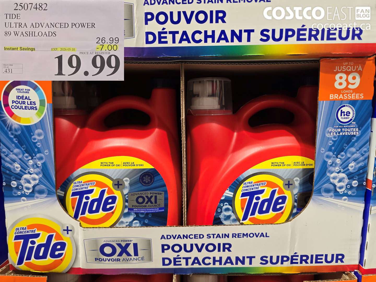 2507482 TIDE ULTRA ADVANCED POWER 89 WASHLOADS ($7.00 INSTANT SAVINGS EXPIRES ON 2026-05-10) $19.99