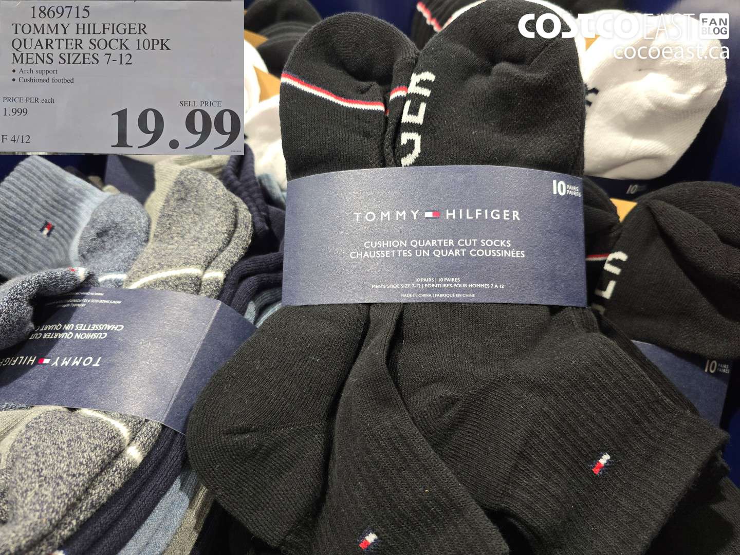 1869715 TOMMY HILFIGER QUARTER SOCK 10PK MENS SIZES 7-12 $19.99