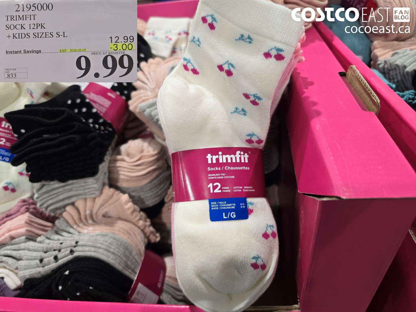 2195000 TRIMFIT SOCK 12PK + KIDS SIZES S-L ($3.00 INSTANT SAVINGS EXPIRES ON 2026-05-03) $9.99