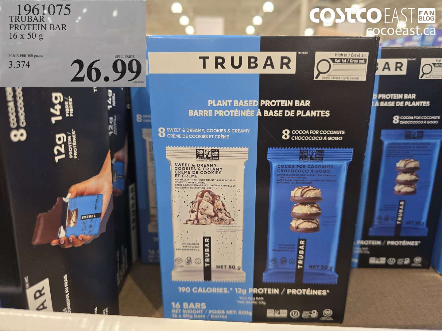 1961075 TRUBAR PROTEIN BAR 16 X 50 G $26.99