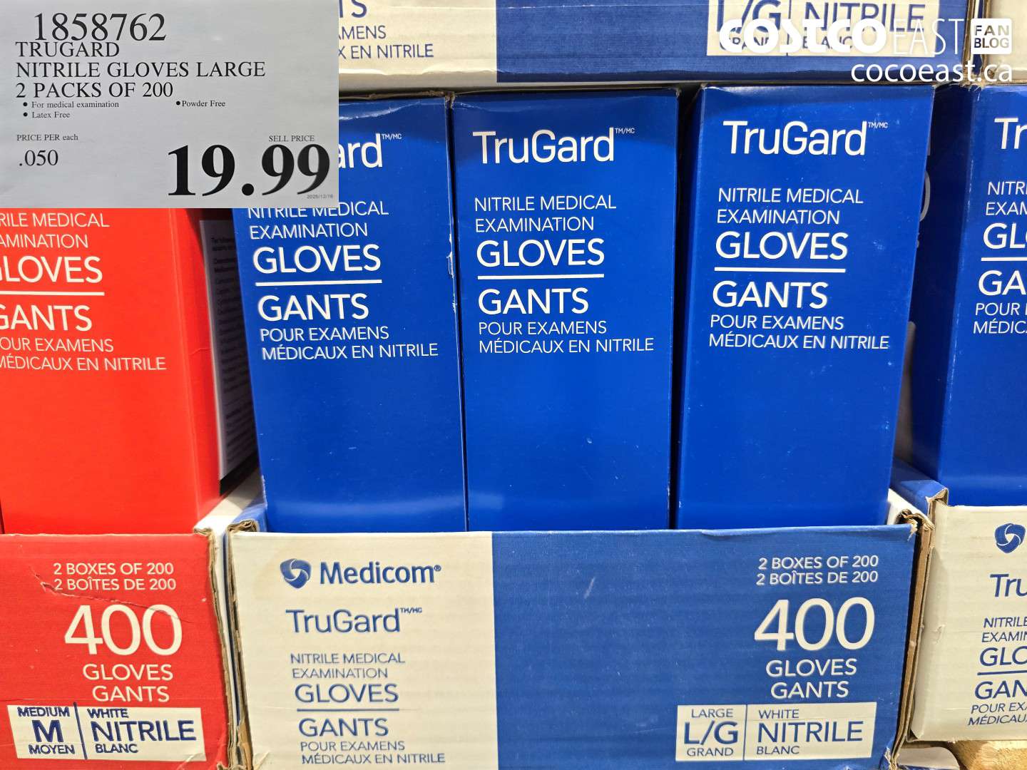 1858762 TRUGARD NITRILE GLOVES LARGE 2 PACKS OF 200 $19.99