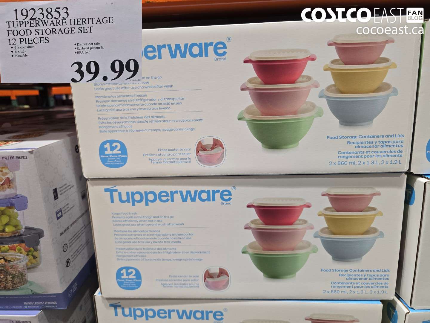 1923853 TUPPERWARE HERITAGE FOOD STORAGE SET 12 PIECES $39.99