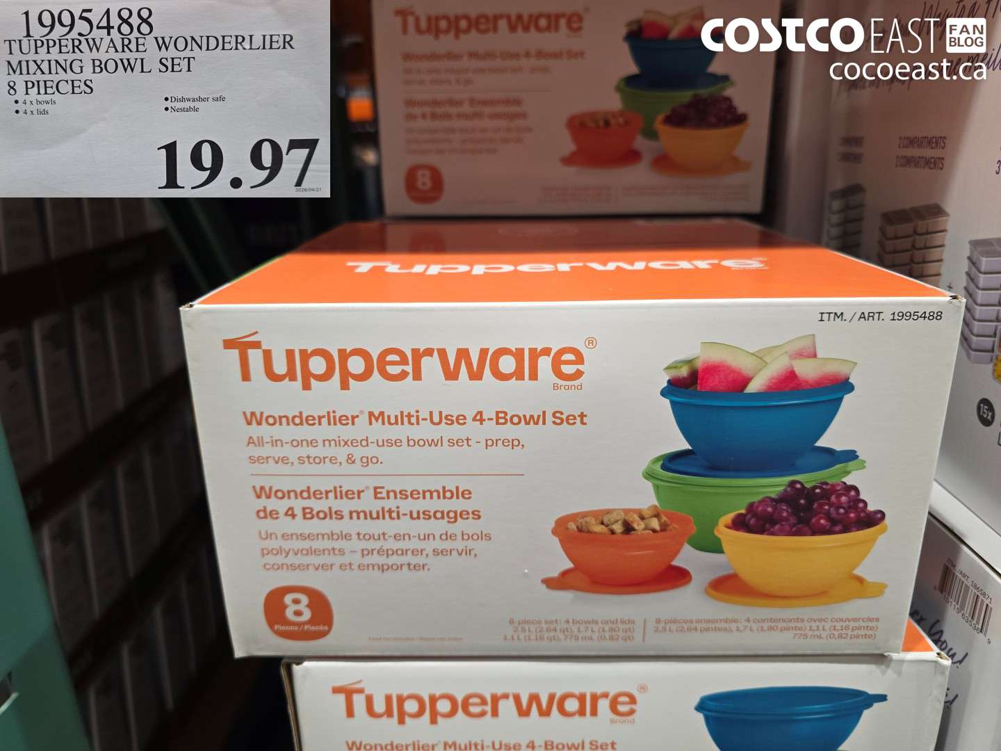 1995488 TUPPERWARE WONDERLIER MIXING BOWL SET 8 PIECES $19.97