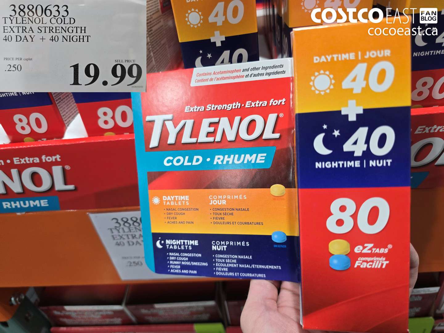 3880633 TYLENOL COLD EXTRA STRENGTH 40 DAY + 40 NIGHT $19.99