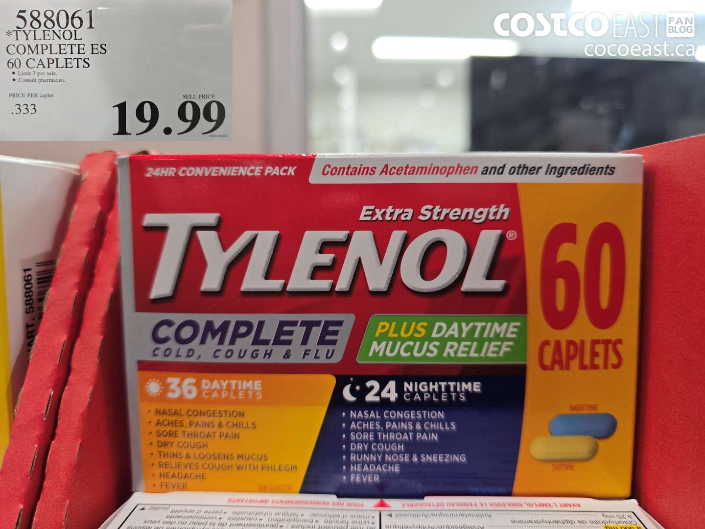588061 TYLENOL COMPLETE ES 60 CAPLETS $19.99