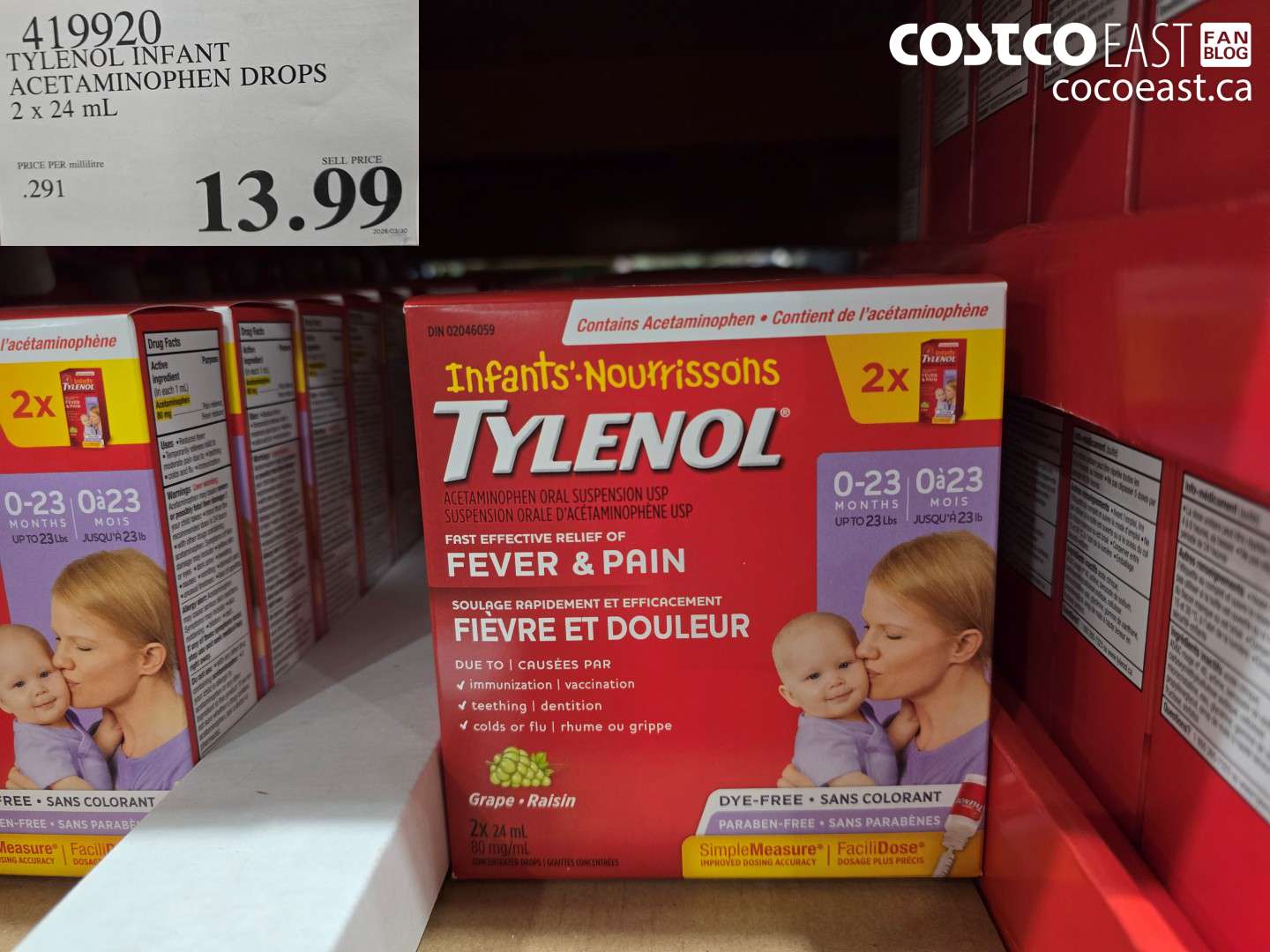 419920 TYLENOL INFANT ACETAMINOPHEN DROPS 2 X 24 ML $13.99