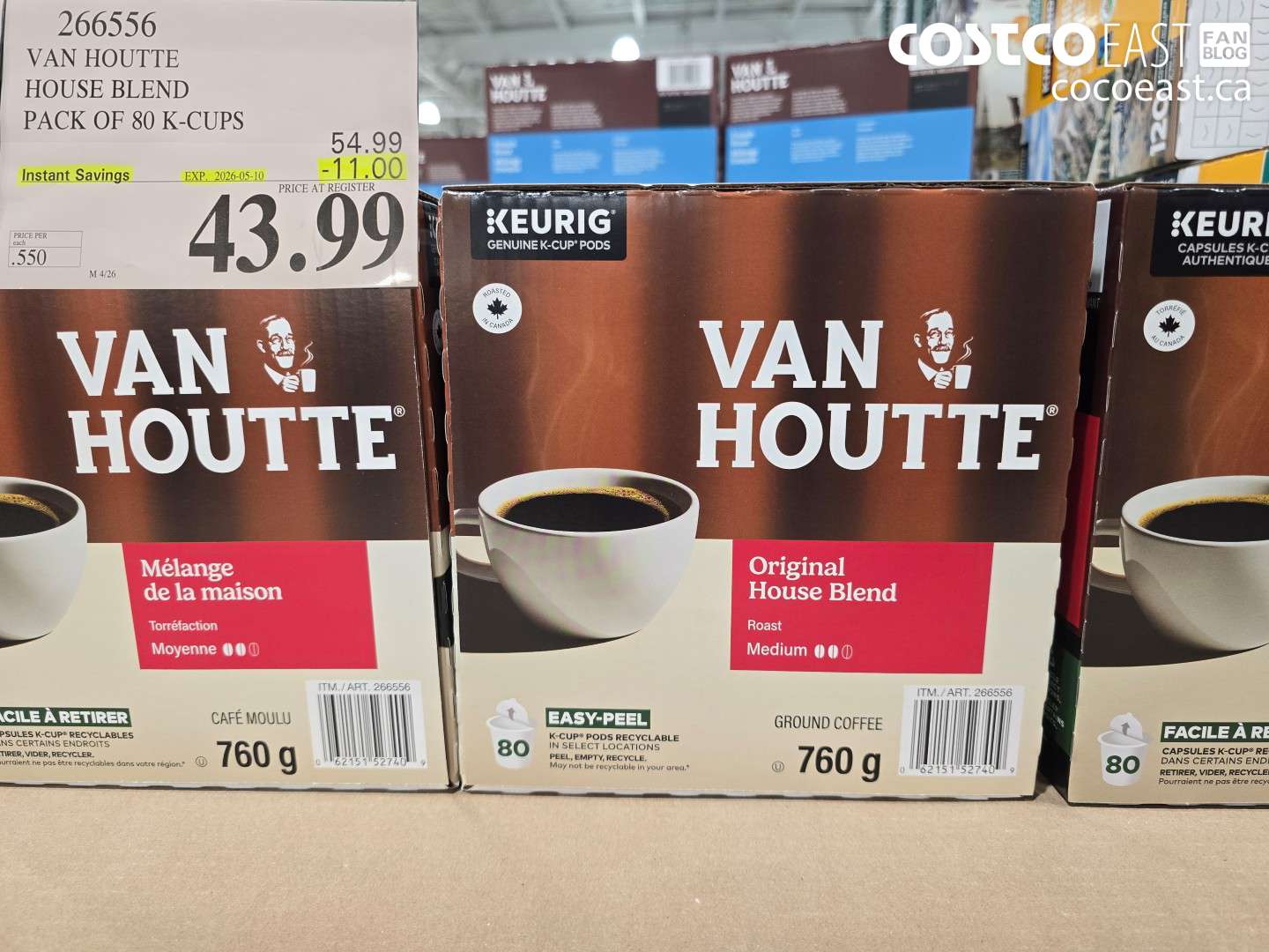 266556 VAN HOUTTE HOUSE BLEND PACK OF 80 K-CUPS ($11.00 INSTANT SAVINGS EXPIRES ON 2026-05-10) $43.99