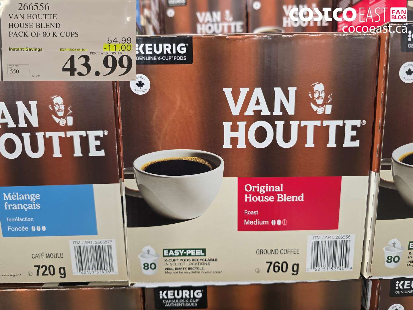 266556 VAN HOUTTE HOUSE BLEND PACK OF 80 K-CUPS ($11.00 INSTANT SAVINGS EXPIRES ON 2026-05-10) $43.99