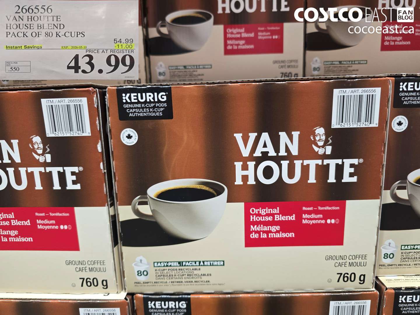 266556 VAN HOUTTE HOUSE BLEND PACK OF 80 K-CUPS ($11.00 INSTANT SAVINGS EXPIRES ON 2026-05-10) $43.99