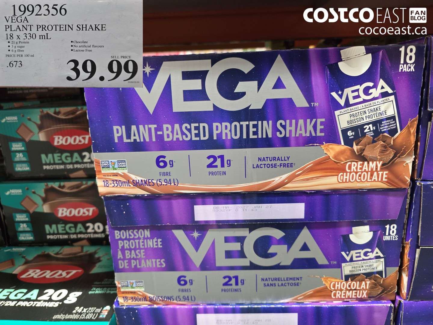 1992356 VEGA PLANT PROTEIN SHAKE 18 X 330 ML $39.99