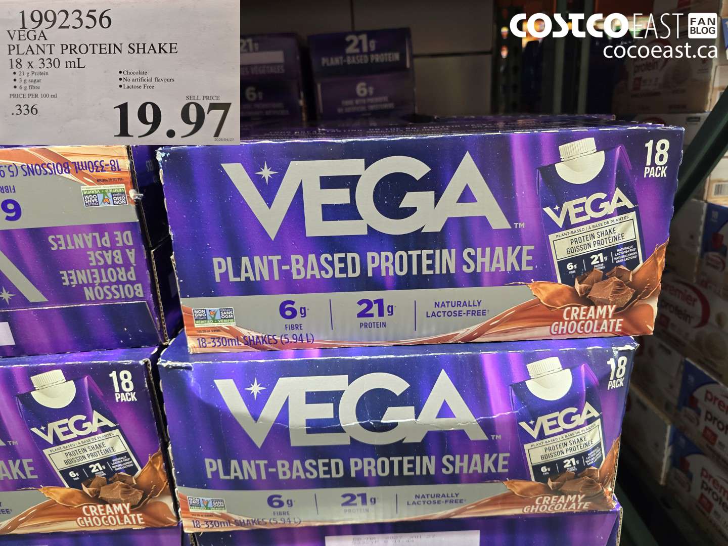 1992356 VEGA PLANT PROTEIN SHAKE 18 X 330 ML $19.97
