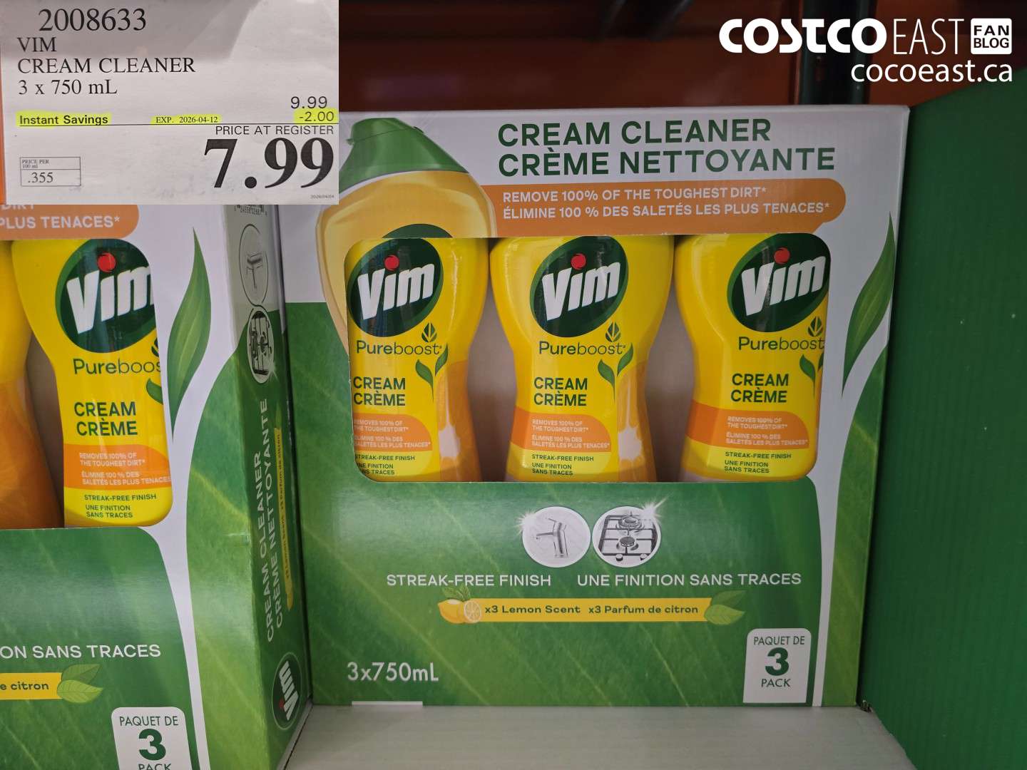 2008633 VIM CREAM CLEANER 3 X 750 ML ($2.00 INSTANT SAVINGS EXPIRES ON 2026-04-12) $7.99