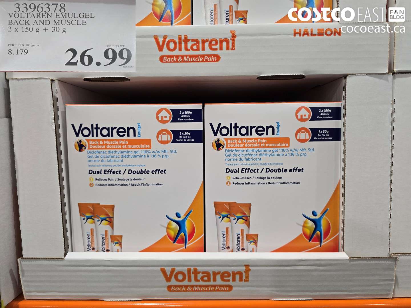 3396378 VOLTAREN EMULGEL BACK AND MUSCLE 2 X 150 G + 30 G $26.99