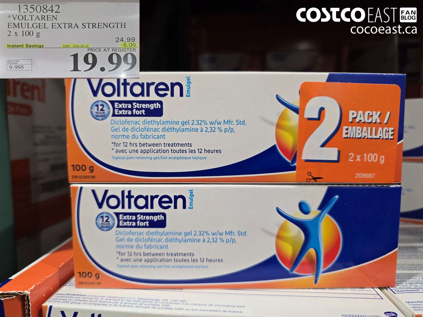 1350842 VOLTAREN EMULGEL EXTRA STRENGTH 2 X 100 G ($5.00 INSTANT SAVINGS EXPIRES ON 2026-05-10) $19.99