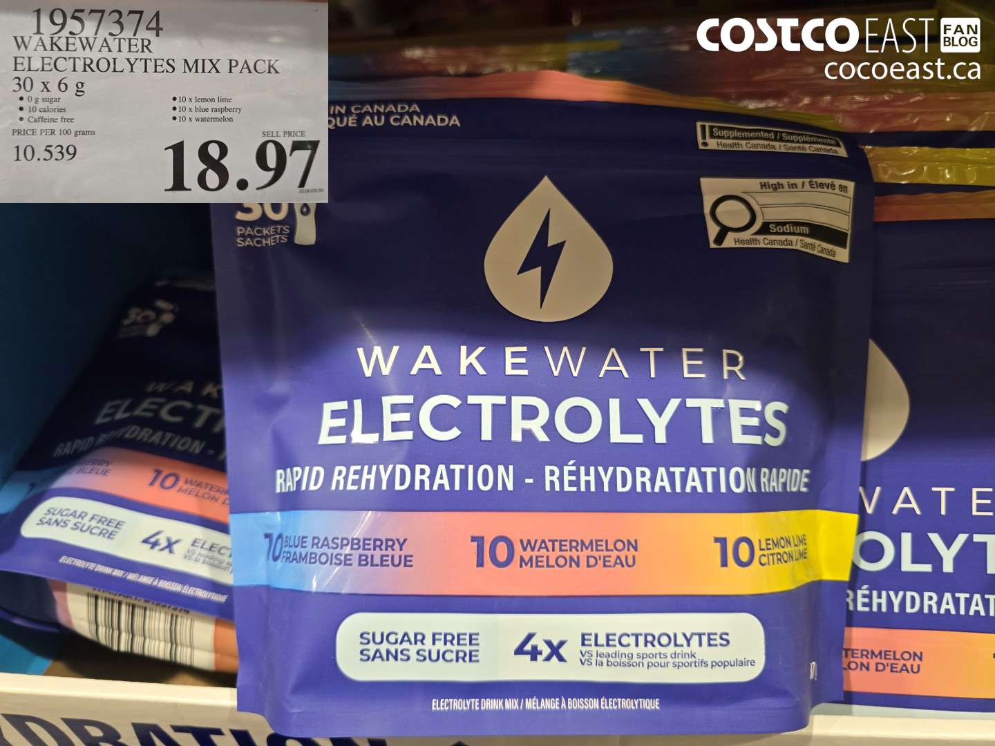 1957374 WAKEWATER ELECTROLYTES MIX PACK 30 X 6 G $18.97