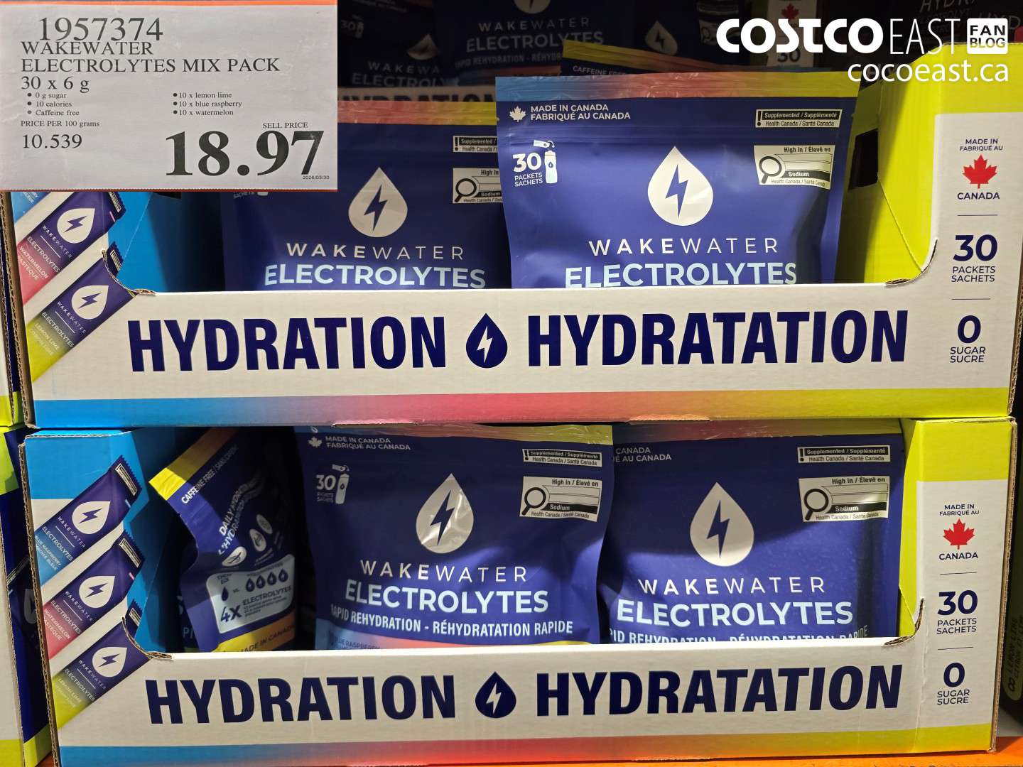 1957374 WAKEWATER ELECTROLYTES MIX PACK 30 X 6 G $18.97