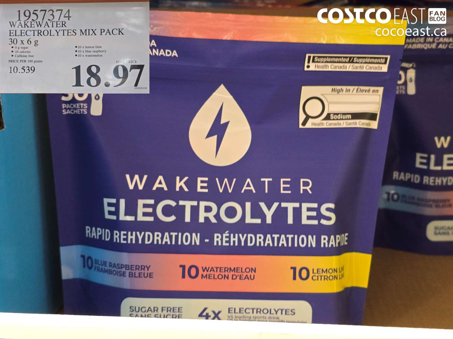 19537374 WAKEWATER ELECTROLYTES MIX PACK 30 X 6 G $18.97