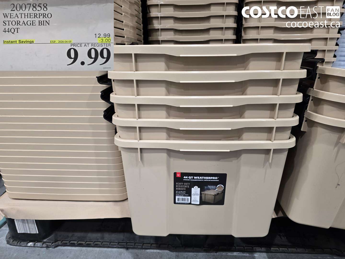 2007858 WEATHERPRO STORAGE BIN 44QT ($3.00 INSTANT SAVINGS EXPIRES ON 2026-04-05) $9.99