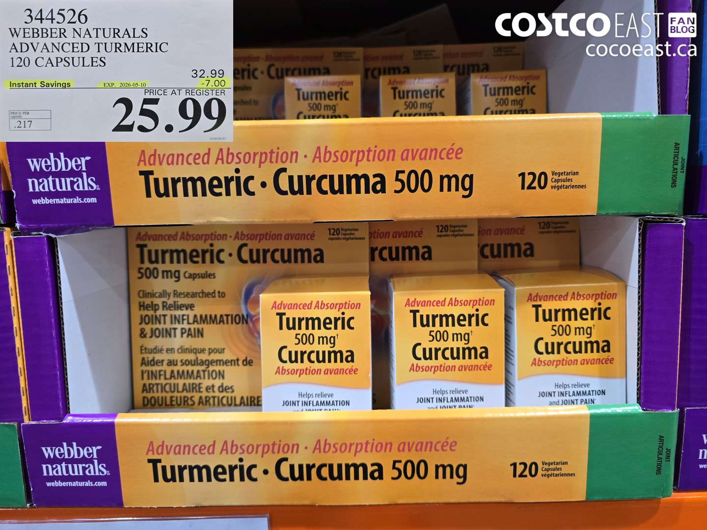 344526 WEBBER NATURALS ADVANCED TURMERIC 120 CAPSULES ($7.00 INSTANT SAVINGS EXPIRES ON 2026-05-10) $25.99